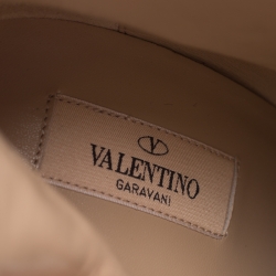 Pre Owned Valentino Beige/Black Embroidered Suede Zip Ankle Boots Size 40.5