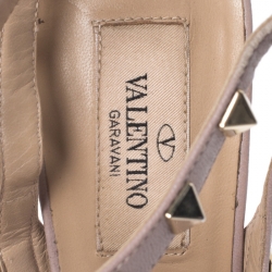 Pre Owned Valentino Pink Patent Leather Rockstud Ankle Strap Sandals Size 36.5