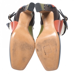 Pre Owned Valentino Multicolor Studded Paneled Leather Ankle Boots Size 40