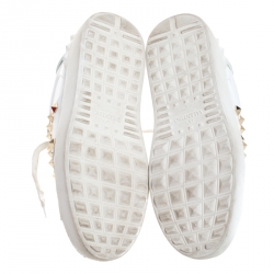 Pre Owned Valentino White Leather Rockstud Untitled Low Top Sneakers Size 35.5