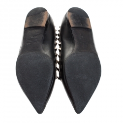 Pre Owned Valentino Black Leather Rockstud Ballet Flats Size 40