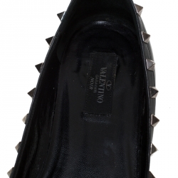 Pre Owned Valentino Black Leather Rockstud Ballet Flats Size 40