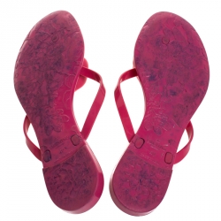 Pre Owned Valentino Pink Jelly Couture Rose Thong Flat Sandals Size 40