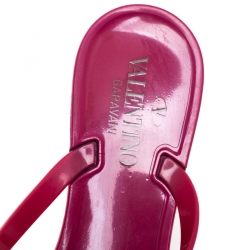 Pre Owned Valentino Pink Jelly Couture Rose Thong Flat Sandals Size 40