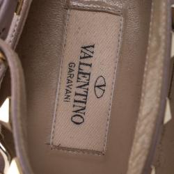 Pre Owned Valentino Beige Patent Leather Rockstud Ballet Flats Size 41