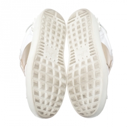 Pre Owned Valentino White/Gold Leather Open Low Top Sneakers Size 39