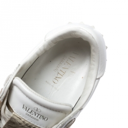 Pre Owned Valentino White/Gold Leather Open Low Top Sneakers Size 39