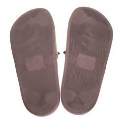 Pre Owned Valentino Lilac Rubber Rockstud Slide Sandals Size 37