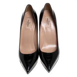 Pre Owned Valentino Black Patent Leather Pointed Toe Platform Pumps Size 41