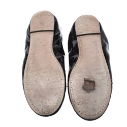 Pre Owned Valentino Black Patent Leather Rockstud Ballet Flats Size 39