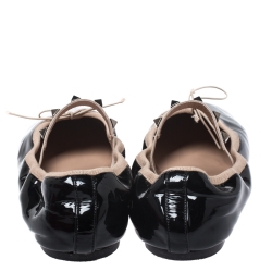 Pre Owned Valentino Black Patent Leather Rockstud Ballet Flats Size 39