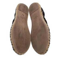 Pre Owned Valentino Black Lace Espadrille Flats Size 37