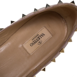 Pre Owned Valentino Black Leather Rockstud Pointed Toe Ballet Flats Size 39