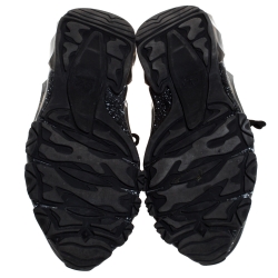 Pre Owned Valentino Black Leather Studded Low Top Sneakers Size 41