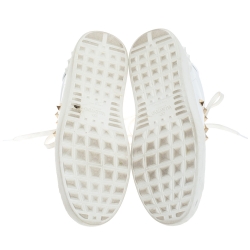 Pre Owned Valentino White Leather Rockstud Untitled Low Top Sneakers Size 39