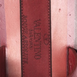 Pre Owned Valentino Red Leather Slide Stud Detail Thong Slingback Sandals Size 37