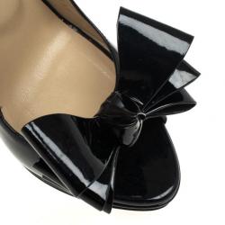 مملوكة مسبقًا Valentino Black Patent 'Stylish' Bow Trim Slingback Platform Sandals Size 40