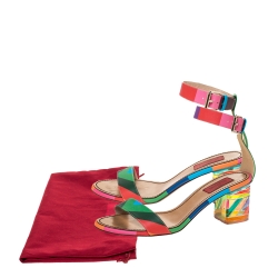 Pre Owned Valentino Multicolor Leather 1973 Rainbow Ankle Strap Sandals Size 39