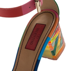 Pre Owned Valentino Multicolor Leather 1973 Rainbow Ankle Strap Sandals Size 39