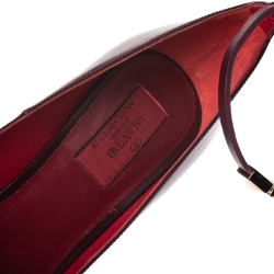 Pre Owned Valentino Burgundy Patent Leather Ankle Strap Pointed Toe Pumps Size 38