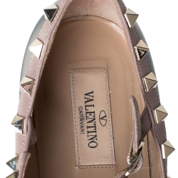 Pre Owned Valentino Black Patent Leather Rockstud Ballet Flats Size 37