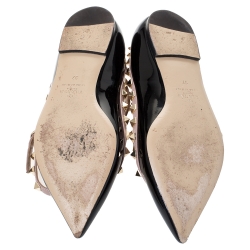 Pre Owned Valentino Black Patent Leather Rockstud Ballet Flats Size 37