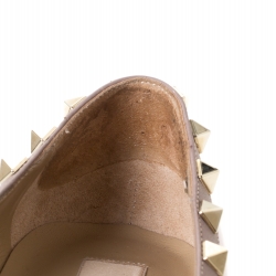 Pre Owned Valentino Light Pink Patent Leather Rockstud Pointed Toe Ballet Flats Size 37.5