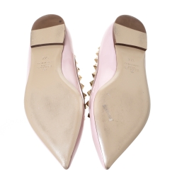 Pre Owned Valentino Light Pink Patent Leather Rockstud Pointed Toe Ballet Flats Size 37.5