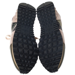 Pre Owned Valentino Multicolor Camouflage Printed Canvas And Leather Rockrunner Sneakers Size 39