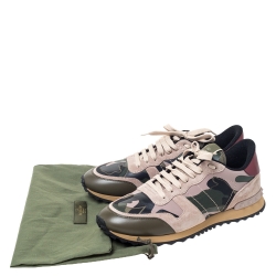 Pre Owned Valentino Multicolor Camouflage Printed Canvas And Leather Rockrunner Sneakers Size 39