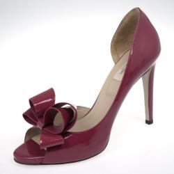 Pre Owned Valentino Pink Couture Patent Leather Bow Dorsay Pumps Size 41