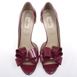 Pre Owned Valentino Pink Couture Patent Leather Bow Dorsay Pumps Size 41