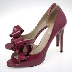 Pre Owned Valentino Pink Couture Patent Leather Bow Dorsay Pumps Size 41