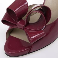 Pre Owned Valentino Pink Couture Patent Leather Bow Dorsay Pumps Size 41