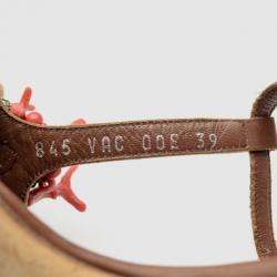 مملوكة مسبقًا Valentino Brown Leather Embellished Sandals Size 39