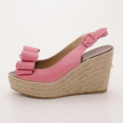 Pre Owned Valentino Pink Patent Espadrille Wedges Size 38
