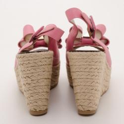 Pre Owned Valentino Pink Patent Espadrille Wedges Size 38