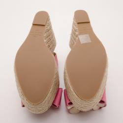 Pre Owned Valentino Pink Patent Espadrille Wedges Size 38