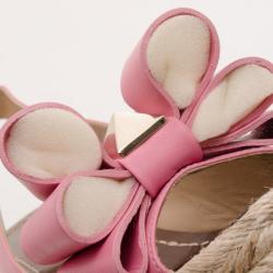 Pre Owned Valentino Pink Patent Espadrille Wedges Size 38