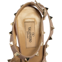 Pre Owned Valentino Orange/Beige Patent Leather Rockstud Sandals Size 40