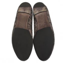 مملوكة مسبقًا Valentino Grey Lace Smoking Slippers Size 39.5