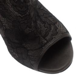 مملوكة مسبقًا بوت كاحل فالنتينو مقدمة مفتوحة دانتيل أسود مقاس 37