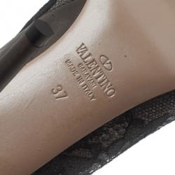 مملوكة مسبقًا بوت كاحل فالنتينو مقدمة مفتوحة دانتيل أسود مقاس 37