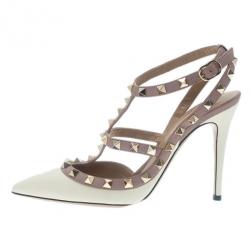 مملوكة مسبقًا Valentino Ivory Leather Rockstud Sandals Size 37