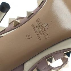 مملوكة مسبقًا Valentino Ivory Leather Rockstud Sandals Size 37