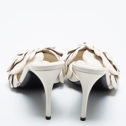 Pre Owned Valentino Off White Leather Atelier 03 Rose Edition Slide Sandals Size 39