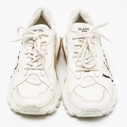 Pre Owned Valentino White Leather VLTN Bounce Sneakers Size 39