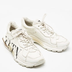 Pre Owned Valentino White Leather VLTN Bounce Sneakers Size 39
