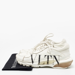 Pre Owned Valentino White Leather VLTN Bounce Sneakers Size 39