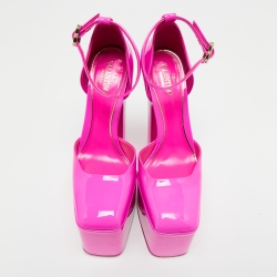 Pre Owned Valentino Pink Patent Leather Discobox Platform Pumps Size 38